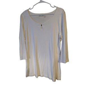 Eddie Bauer White 3/4 Sleeve Top 2XL